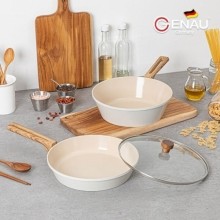 [제너] 루겐 IH 세라믹코팅 후라이팬/궁중팬28cm 2종 + 유리뚜껑 세트